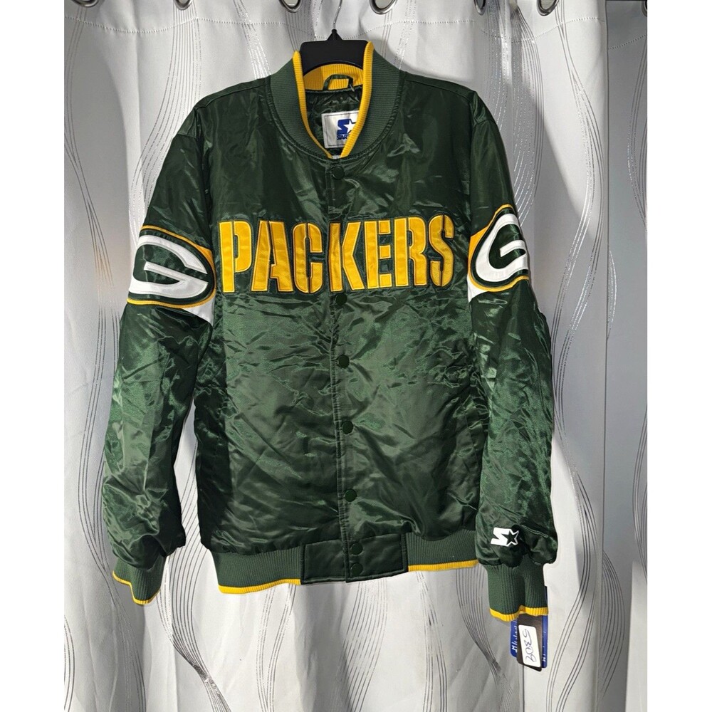 Starter Green Bay Packers NFL Football Jacket Green/Yellow/White Men's Size XL